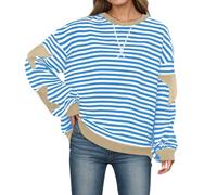 Genérico Felpe Donna a Righe Girocollo Felpe Donne Senza Cappuccio Stampa a Stelle Felpa Impermeabile Taglia Grande Casual Moda All'aperto, Blu chiaro, L