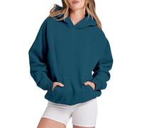 Genérico Felpe Donna con Cappuccio Csaual Super Soft Touch Camicia Adatta per la Vita Familiare Marea Strada Grande Taglia Felpa con Stampa Fiori, Navy, S