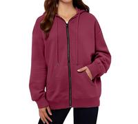 Genérico Felpe donna con cappuccio moda stampato manica lunga hoodie adatto per la vita familiare marea street size giacca sportiva donna moda, Vino, M