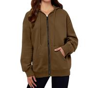 Genérico Felpe donna con cappuccio moda stampato manica lunga hoodie adatto per la vita familiare marea street size giacca sportiva donna moda, Marrone, S