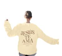Genérico Felpe Donna Girocollo Abbigliamento Donna Sciolto Felpe Donna Senza Cappuccio Stampato a Doppio Faccio, Manica Lunga Leggero Autunno Strada Stagione Scuola, beige, M