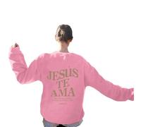 Genérico Felpe Donna Girocollo Abbigliamento Donna Sciolto Felpe Donna Senza Cappuccio Stampato a Doppio Faccio, Manica Lunga Leggero Autunno Strada Stagione Scuola, rosa, XXL