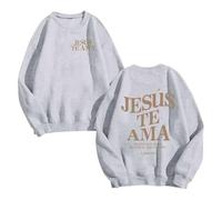 Genérico Felpe Donna Girocollo Abbigliamento Donna Sciolto Felpe Donna Senza Cappuccio Stampato a Doppio Faccio, Manica Lunga Leggero Autunno Strada Stagione Scuola, grigio chiaro, L