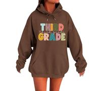Genérico Felpe Donna Manica Lunga Felpa Senza Cappuccio Ampia Base Sport Donna Top Felpa Casual Manica Regolare Stampa Lettere Felpe, 01 Caffè, M