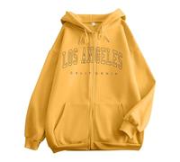 Genérico Felpe Donna Manica Lunga Girocollo Felpa Ampia Base Chic Moderni Sport Donna Top Felpa Casual Manica Regolare con Stampa Lettera, 01 giallo, 3XL