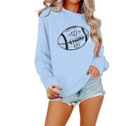Genérico Felpe Donna Senza Cappuccio Girocollo Manica Lunga Stampa Rugby Casual Felpe Donna Taglia Grande Felpa Impermeabile Esercizio All'aperto Appassionato di Sport, Blu chiaro, M