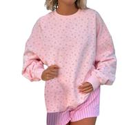 Genérico Felpe Donne Senza Cappuccio Top Donna Girocollo Felpe Donne Taglia Grande Felpa con Stampa Floreale Pop Outdoor Data Abbigliamento Casual, rosa, S