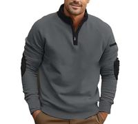 Generico Felpe Senza Cappuccio da Uomo Pesante Firmate Felpa Pile con Zip 1/4 Offerta Caldo Sweatshirt Collo Alto Leggera Invernale Pullover Elegante Basic Lupetto Lavoro Baggy Streetwear