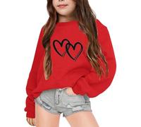 Generico Felpe Senza Cappuccio per Bambine Long Sleeve Sweatshirt Felpa Unisex Sportiva Top Teenager Classics Teen's Ultra Morbida Oversize 2-13 Anni Invernale