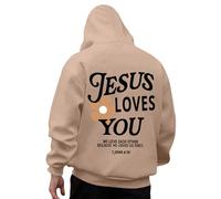 Genérico Felpe Uomo con Cappuccio Felpa Jesus Stampa Lettera Reversibile Felpe Uomo con Tasche Taglia Grande Collo con Cappuccio Top Uomo Casual All'aperto, Kaki, XXXL