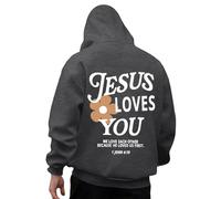 Genérico Felpe Uomo con Cappuccio Felpa Jesus Stampa Lettera Reversibile Felpe Uomo con Tasche Taglia Grande Collo con Cappuccio Top Uomo Casual All'aperto, grigio, XXXL