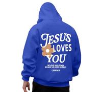 Genérico Felpe Uomo con Cappuccio Felpa Jesus Stampa Lettera Reversibile Felpe Uomo con Tasche Taglia Grande Collo con Cappuccio Top Uomo Casual All'aperto, blu, M
