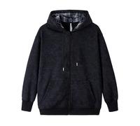 Genérico Felpe Uomo con Cappuccio Felpe Uomini Cerniera Tie-Dye Fodera Plaid Giacca Manica Lunga Sottile Autunno Felpa Casual All'aperto Stagione Scuola, Nero , 5X-Large