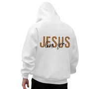 Genérico Felpe Uomo con Cappuccio Jesus Abbigliamento Uomo Sport Felpa con Stampa Lettera Stampato Reversibile Felpa Esercizio All'aperto Stagione Scuola, bianco, XXXL