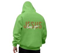 Genérico Felpe Uomo con Cappuccio Jesus Abbigliamento Uomo Sport Felpa con Stampa Lettera Stampato Reversibile Felpa Esercizio All'aperto Stagione Scuola, Verde, XL