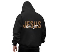 Genérico Felpe Uomo con Cappuccio Jesus Abbigliamento Uomo Sport Felpa con Stampa Lettera Stampato Reversibile Felpa Esercizio All'aperto Stagione Scuola, Nero , XL