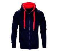 Genérico Felpe Uomo con Cappuccio Sportivo Top Slim Fit Colori Contrastanti Felpe Uomo Cerniera Confortevole Felpa Infomale Abbigliamento Strada Pop Outdoor, B Marino, M