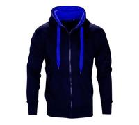 Genérico Felpe Uomo con Cappuccio Sportivo Top Slim Fit Colori Contrastanti Felpe Uomo Cerniera Confortevole Felpa Infomale Abbigliamento Strada Pop Outdoor, Blu oltremare (A Marino), M