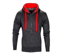 Genérico Felpe Uomo con Cappuccio Sportivo Top Slim Fit Colori Contrastanti Felpe Uomo Cerniera Confortevole Felpa Infomale Abbigliamento Strada Pop Outdoor, B grigio scuro, XXL