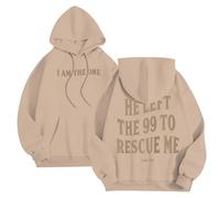 Genérico Felpe Uomo Nero Felpe con Cappuccio Stampa Lettera Reversibile Felpa Jesus con Tasche Plus Size Top Uomo Casual Outdoor, Kaki, XXL