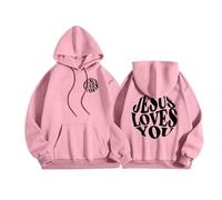 Genérico Felpe Uomo Nero Felpe con Cappuccio Uomo Taglia Grande Felpa con Tasche Stampa Lettera Jesus Top Uomo Casual Outdoor Stagione Scuola, rosa, L