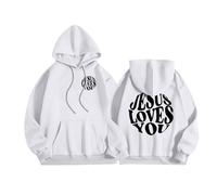Genérico Felpe Uomo Nero Felpe con Cappuccio Uomo Taglia Grande Felpa con Tasche Stampa Lettera Jesus Top Uomo Casual Outdoor Stagione Scuola, bianco, XXL