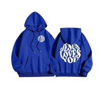 Genérico Felpe Uomo Nero Felpe con Cappuccio Uomo Taglia Grande Felpa con Tasche Stampa Lettera Jesus Top Uomo Casual Outdoor Stagione Scuola, blu, S