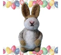 Generico Felt Bunny Easter Decoration | Handmade Crochet Style Plush Rabbit Toy | Colorful Jacket Wearing Adorable Figurine | Basket Stuffer Animal Craft Ornament