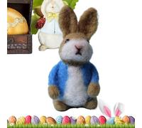 Generico Felt Bunny Easter Decoration | Handmade Crochet Style Plush Rabbit Toy | Colorful Jacket Wearing Adorable Figurine | Basket Stuffer Animal Craft Ornament