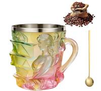 Generico Feminine Novelty Design Mug 150ml, Unique Colorful Resin Books Stack Coffee Cup, 3D Handcrafted Painted Books Mug for Readers Librarians Literature Lovers