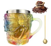 Generico Feminine Novelty Design Mug 150ml, Unique Colorful Resin Books Stack Coffee Cup, 3D Handcrafted Painted Books Mug for Readers Librarians Literature Lovers