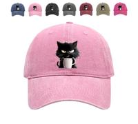 Generico Feral But Fashionable - Cat Hat Edition, Adjustable Frownster Cat Coffee Hat, Grumpy Cat Coffee cap for Women And Men (Pink,Taglia Unica)