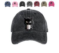 Generico Feral But Fashionable - Cat Hat Edition, Adjustable Frownster Cat Coffee Hat, Grumpy Cat Coffee cap for Women And Men (Black,Taglia Unica)