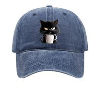 Generico Feral But Fashionable - Cat Hat Edition, Grumpy Cat Coffee cap, Adjustable Frownster Cat Hat, Lightweight And Breathable (Navy)