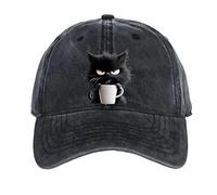 Generico Feral But Fashionable - Cat Hat Edition, Grumpy Cat Coffee cap, Adjustable Frownster Cat Hat, Lightweight And Breathable (Black)