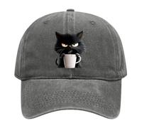 Generico Feral But Fashionable - Cat Hat Edition, Grumpy Cat Coffee cap, Adjustable Frownster Cat Hat, Women Baseball Caps Unisex (Gray)