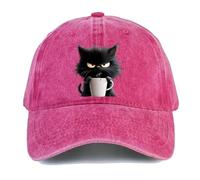Generico Feral But Fashionable - Cat Hat Edition, Grumpy Cat Coffee cap, Adjustable Frownster Cat Hat, Women Baseball Caps Unisex (Rose Red)