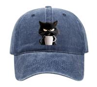 Generico Feral But Fashionable - Cat Hat Edition, Grumpy Cat Coffee cap, Adjustable Frownster Cat Hat, Women Baseball Caps Unisex (Navy)