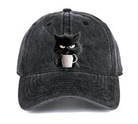 Generico Feral But Fashionable - Cat Hat Edition, Grumpy Cat Coffee cap, Adjustable Frownster Cat Hat, Women Baseball Caps Unisex (Black)