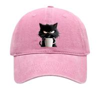 Generico Feral But Fashionable - Cat Hat Edition, Grumpy Cat Coffee cap, Adjustable Frownster Cat Hat, Women Baseball Caps Unisex (Pink)