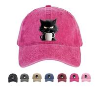Generico Feral But Fashionable Cat Hat Edition,Grumpy Cat Coffee cap, Lightweight,Breathable And Adjustable Hat,for Unisex (Rose Red)