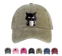 Generico Feral But Fashionable-Cat Hat Edition, Grumpy Cat Coffee cap, Women Baseball Caps Adjustable Unisex (D)