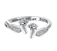 Generico Fermanello Anello con impronte di piedi del bambino di Mommy Angel Accessori per la mamma un angelo per tutti i giorni il regalo Kidult Anelli (A, 6号)