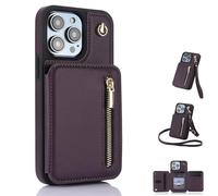 Generico Fertilvrsus Phone Case, Fertilvrsus Wallet Case for iPhone 15/14/13/12/11 - PU Leather Flip Cover with Hand Strap, Wrist Strap & Crossbody Lanyard (For 16Pro,Deep Purple)