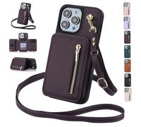 Generico Fertilvrsus Phone Case, Fertilvrsus Wallet Case for Phone 16/15/14/13, PU Leather Flip Cover with Hand Strap, with Credit Card Slots Crossbody & Zippe (Deep Purple,14Plus)