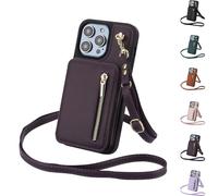 Generico Fertilvrsus Phone Case,PU Leather Wallet Case with Card Slots/Hand Strap,with Card Slots, Crossbody Lanyard (Deep purple,For iPhone16PLUS)
