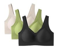 Generico Festivalment/Curvera Jelly Bra Push Up,Plus Size Wireless Bras, Full Coverage Everyday Sport T-Shirt Brassiere (3pcs-B,L)
