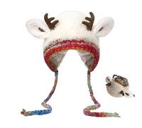 Generico Festive Christmas Antler Hat, 2-in-1 Creative Antler Hat & Bag as a Small Handbag, Windproof Warm for holiday christmas gifts (A)