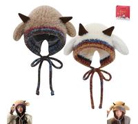 Generico Festive Christmas Antler Hat, Festive Christmas Antler Hat & Handbag 2-in-1, Cute Windproof Convertible Knitted Antlers (B,2PCS)