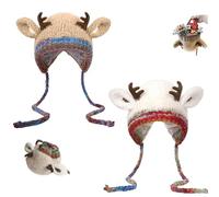 Generico Festive Christmas Antler Hat Handbag 2-in-1, Christmas Reindeer Hat Transforms Folds Into Handbag, Windproof Knitted Reindeer Beanie Cap (Mix)
